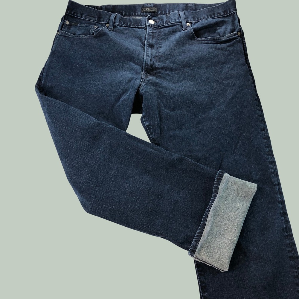 Polo Ralph Lauren Hampton Relaxed Straight Jeans Mens 40x32 Dark Blue Wash Denim